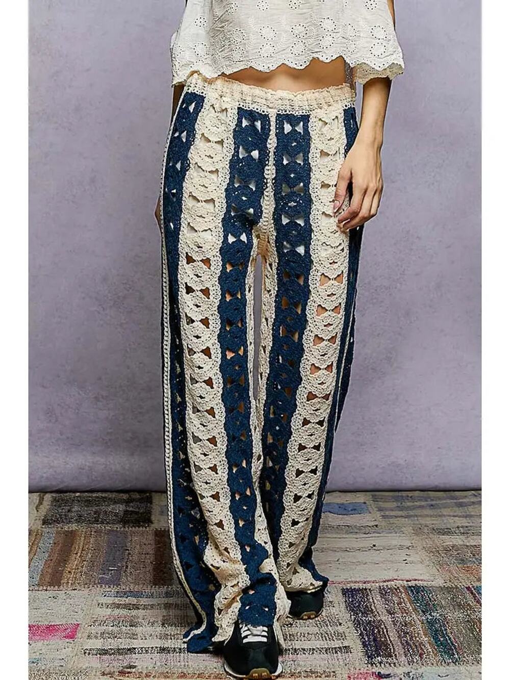 POL Stripe Crochet Pants